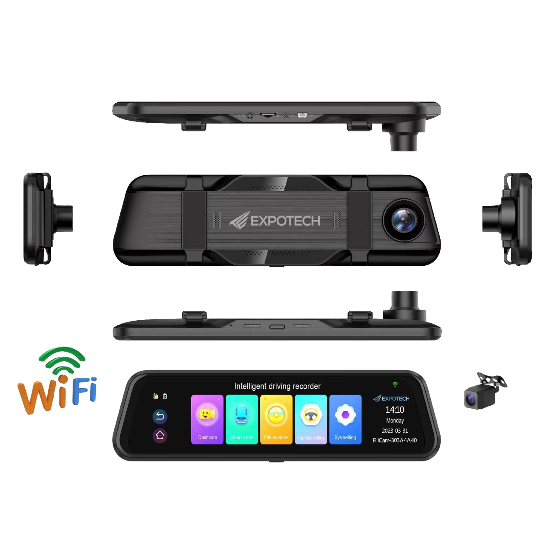 10İnç IPS Dokunmatik Ekranlı 4K Ön + Arka Çift Kameralı Araç İçi Dikiz Aynası DVR • GPS Destekli Gece Görüşlü Dash Cam • 24 Saat Park İzleme & G-Sensör