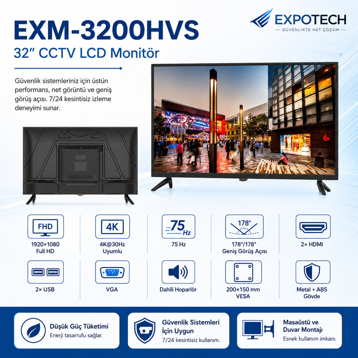  EXPOTECH 32" Full HD CCTV LCD Monitör